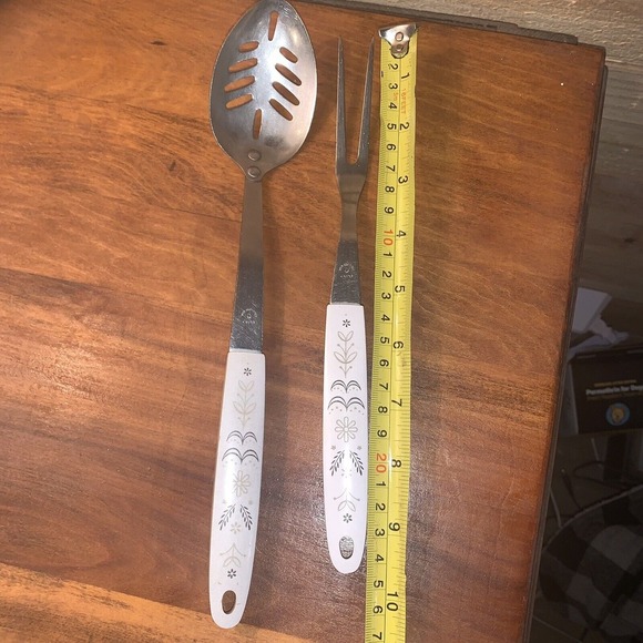 VTG Flint Arrowhead Harvest Wheat Stainless Steel Slotted Spoon & Two Prong Fork - Picture 4 of 5